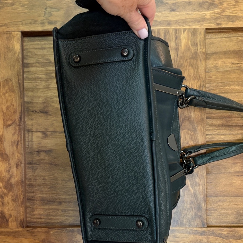 Coach Dark Teal Leather Satchel - Picture 15 of 16